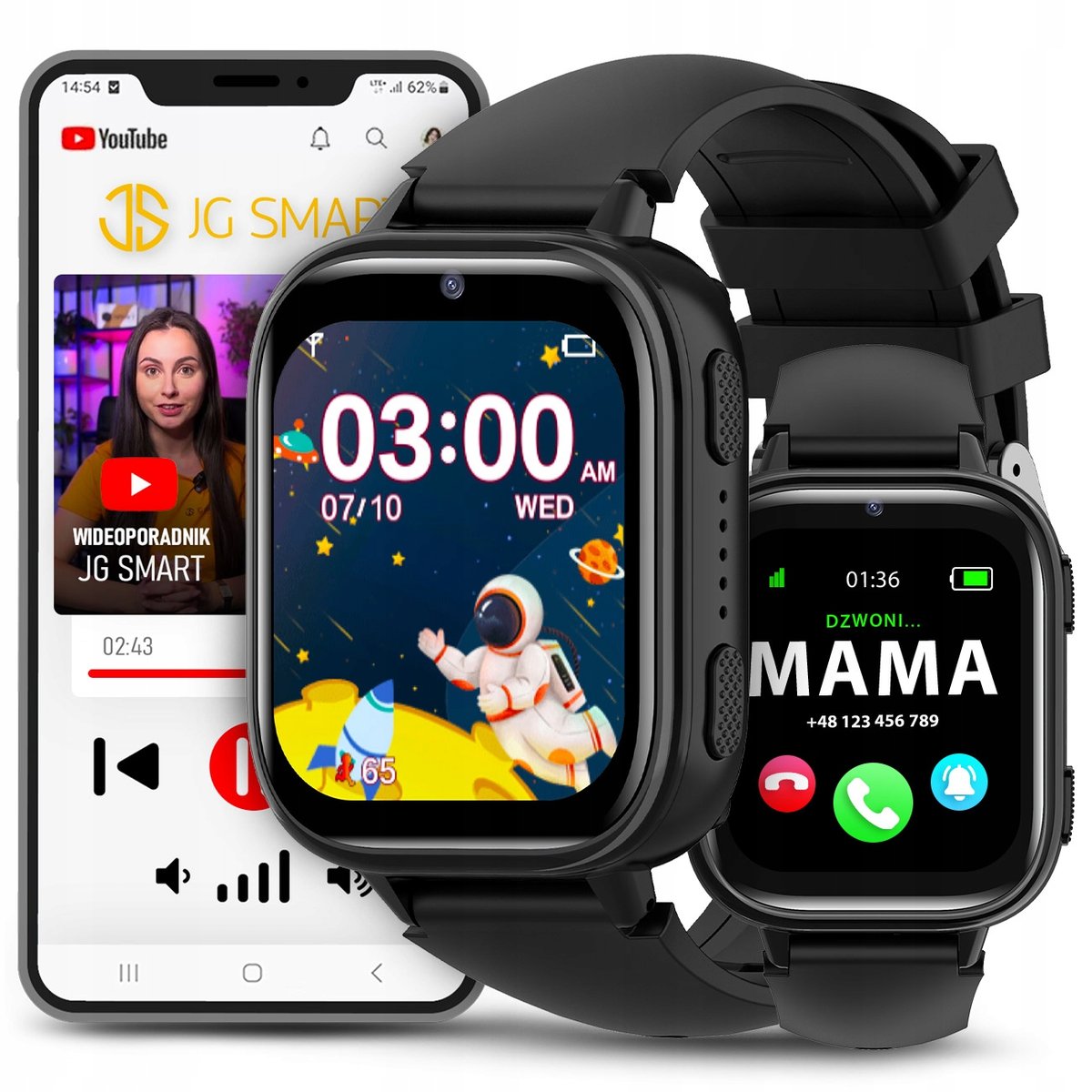 Smartwatch Dla Dziecka Dziecięcy Zegarek Telefon SIM Gry Nauka Aparat Bajki