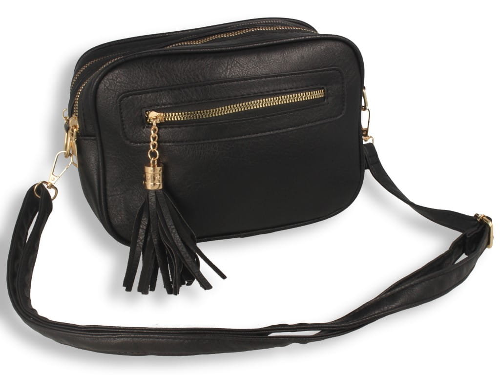 Torebka Damska Listonoszka Na Ramię Czarna z paskiem