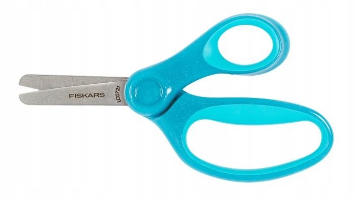 Fiskars nożyczki dziecięce praworęczne szkolne nauki brokat niebieskie 13cm