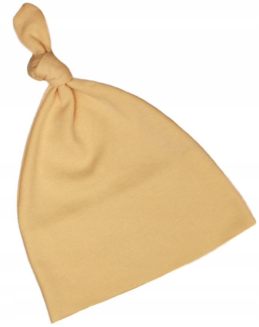 Czapka niemowlęca bawełniana PRZEJŚCIÓWKA z supełkiem, obwód 34cm BEŻ KLEKLE