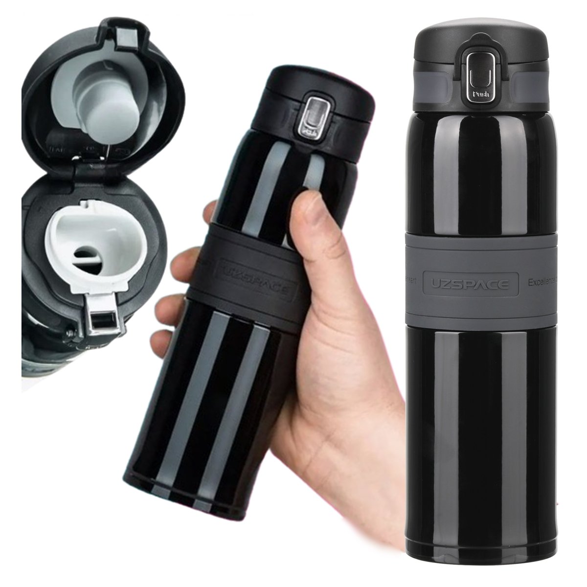 Kubek termiczny Termos stalowy 100% Szczelny pojemny Bidon 500 ml Uzspace