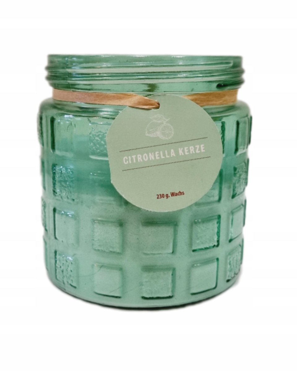 Świeca dekoracyjna zapachowa Citronella 230g w szkle zielona 12 x 11 cm