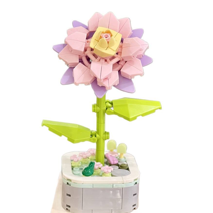 Kwiatek różowy z klocków klocki konstrukcyjne dzień kobiet