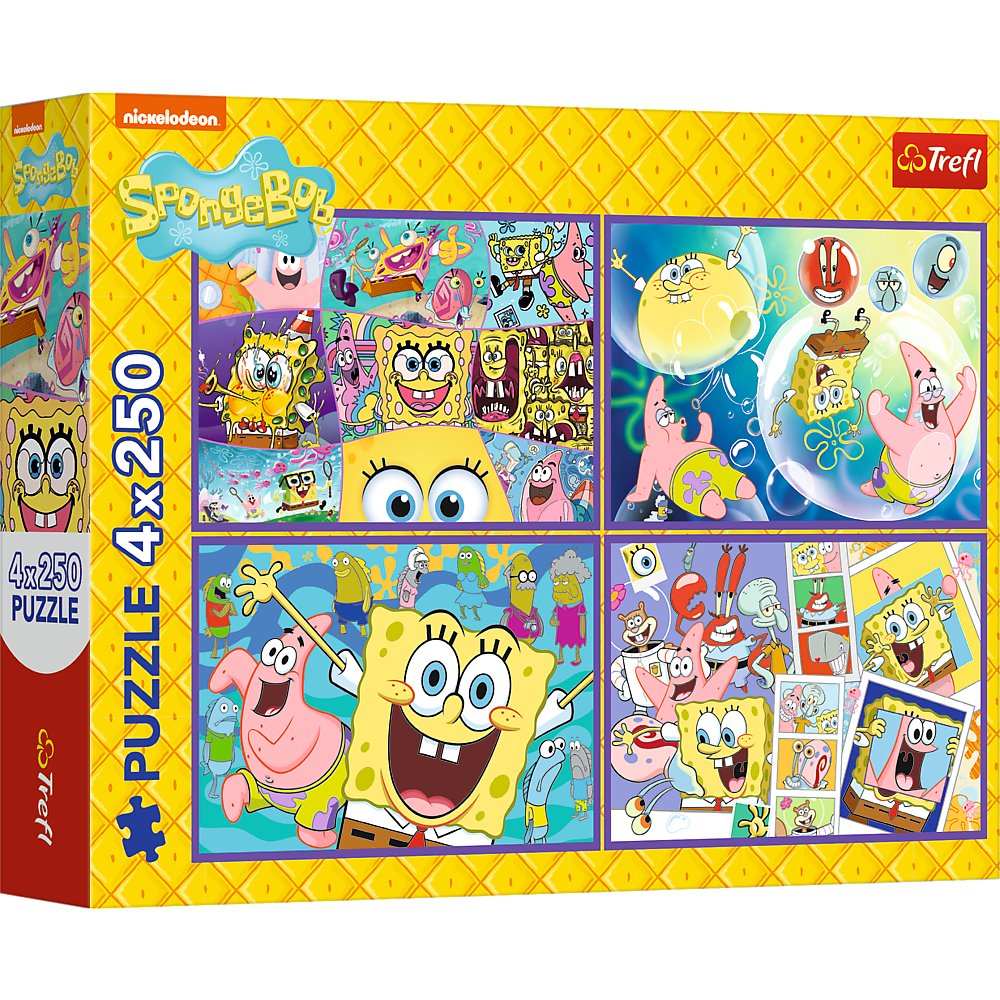 Puzzle, Trefl, Szalony świat Sponge Boba, 4x250 el.