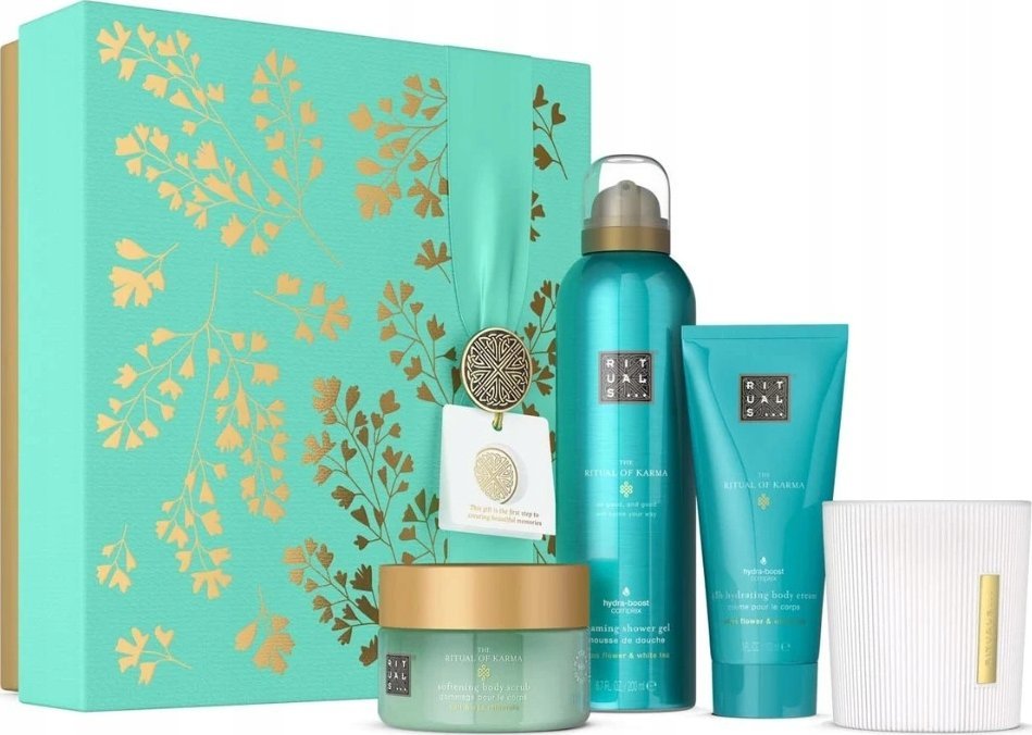 Rituals RITUALS SET THE RITUAL OF KARMA BODY CREAM 100ML + CANDLE 140G + BODY SCRUB 125G + FOAMING SHOWER GEL 200ML