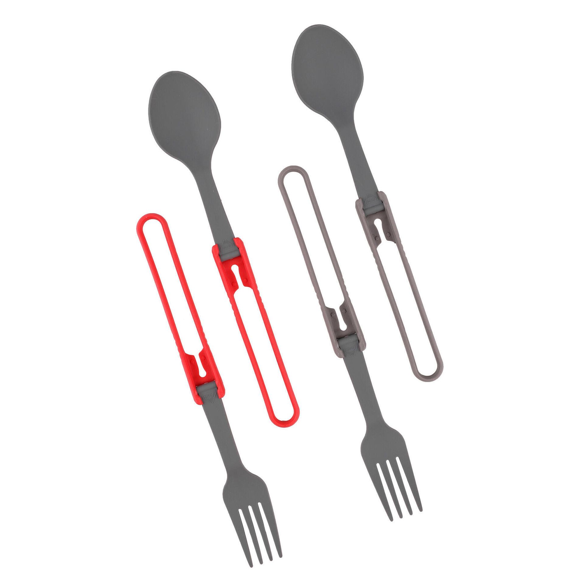 MSR Folding spoon & fork Kit, 4PC Red/Gray 03169