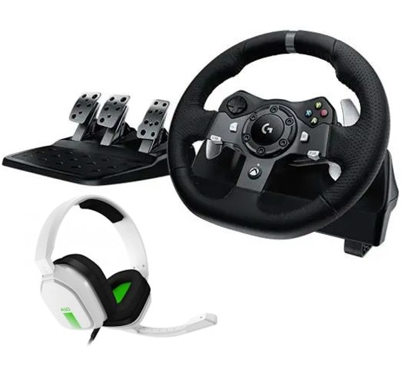 Logitech G920 z pedałami do Xbox Series X/S, Xbox One, PC Force Feedback + słuchawki Astro A10 Biały