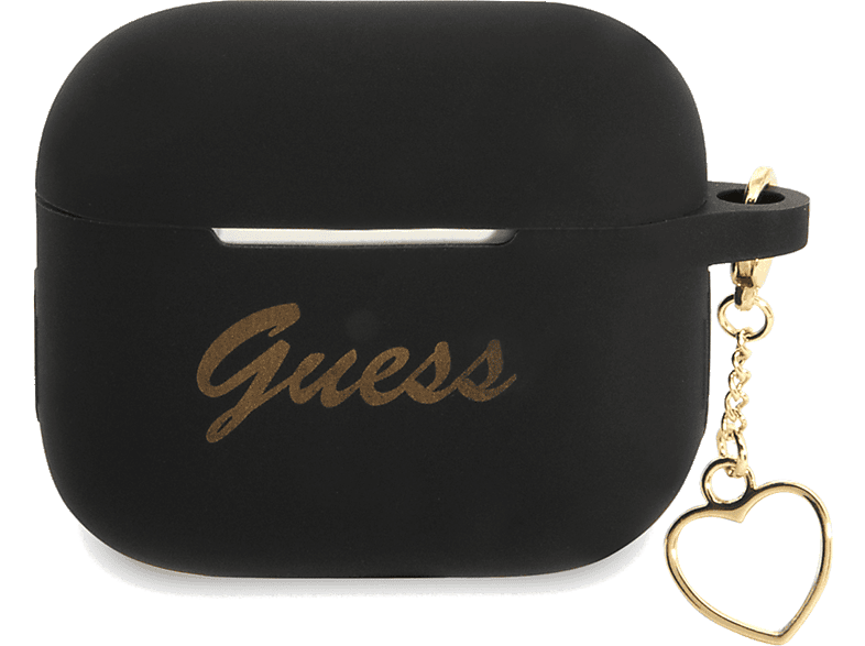 Etui GUESS Silicone Charm Heart do suchawek Apple AirPods 3 Czarno-biały