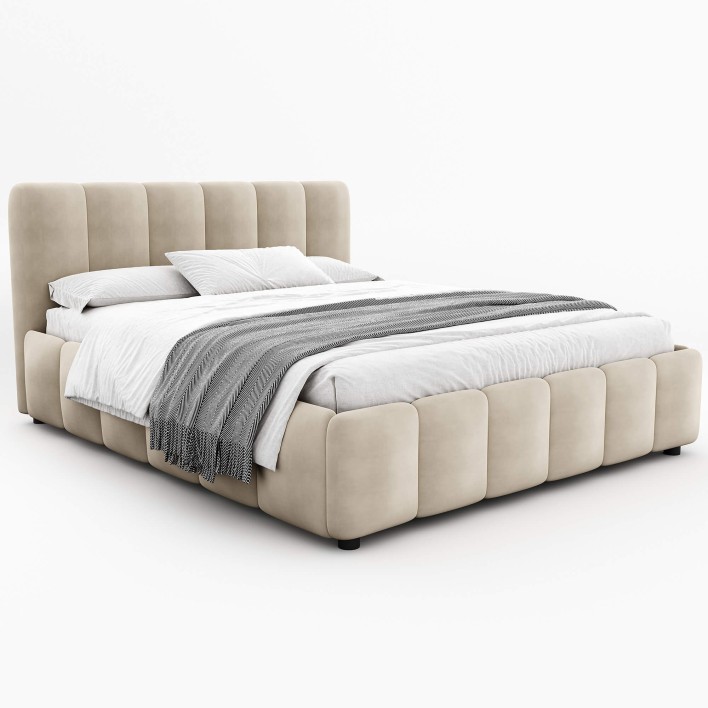 Łóżko tapicerowane 4578G 160x200 Welur Beż #6