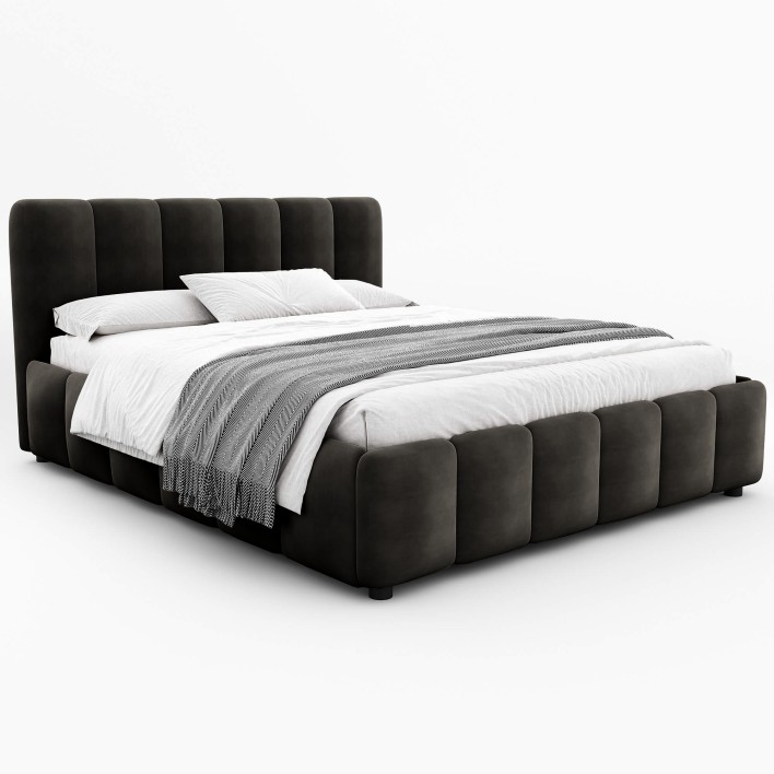 Łóżko tapicerowane 4578G 160x200 Welur Czarny