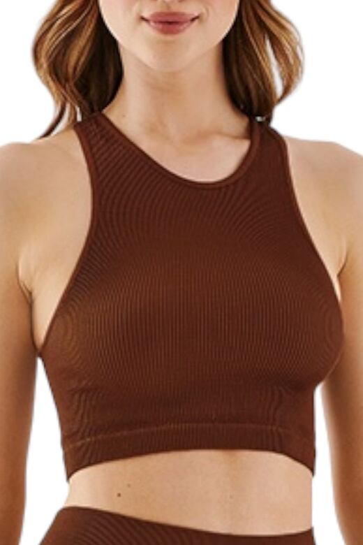Bezszwowy biustonosz Top Halter Rib mocca L/XL