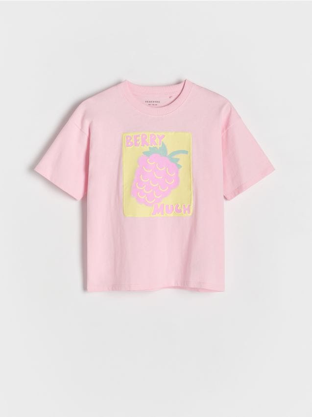 Reserved - T-shirt z nadrukiem - różowy