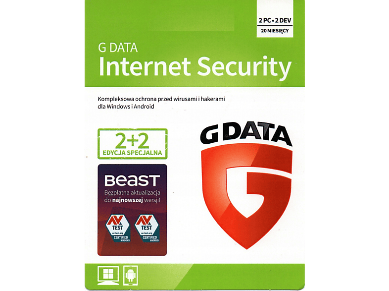 Kod aktywacyjny G DATA Program antywirusowy Internet Security 2 urządzenia 20 miesięcy