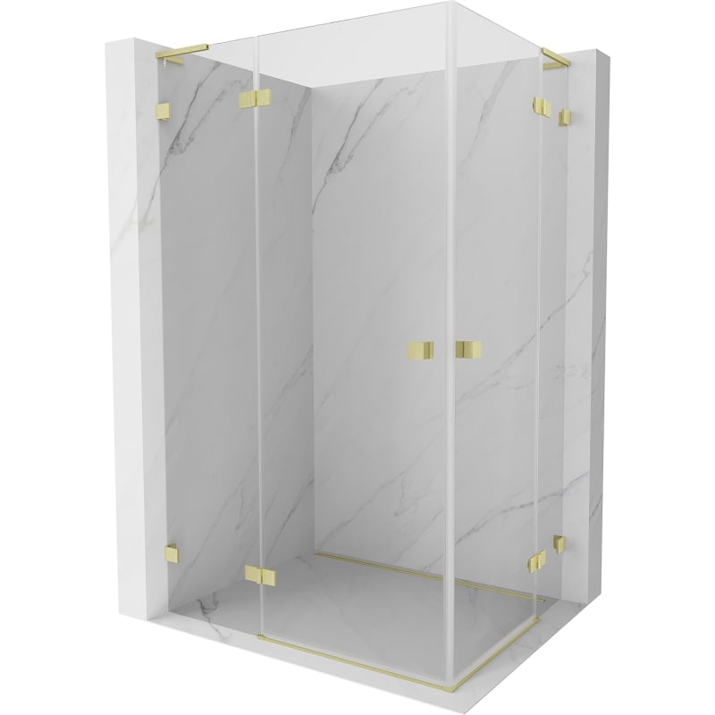 Mexen Lunar L Duo kabina prysznicowa uchylna 90 x 75 cm, transparent, złota szczotkowana - 834L-090L-075P-55-00