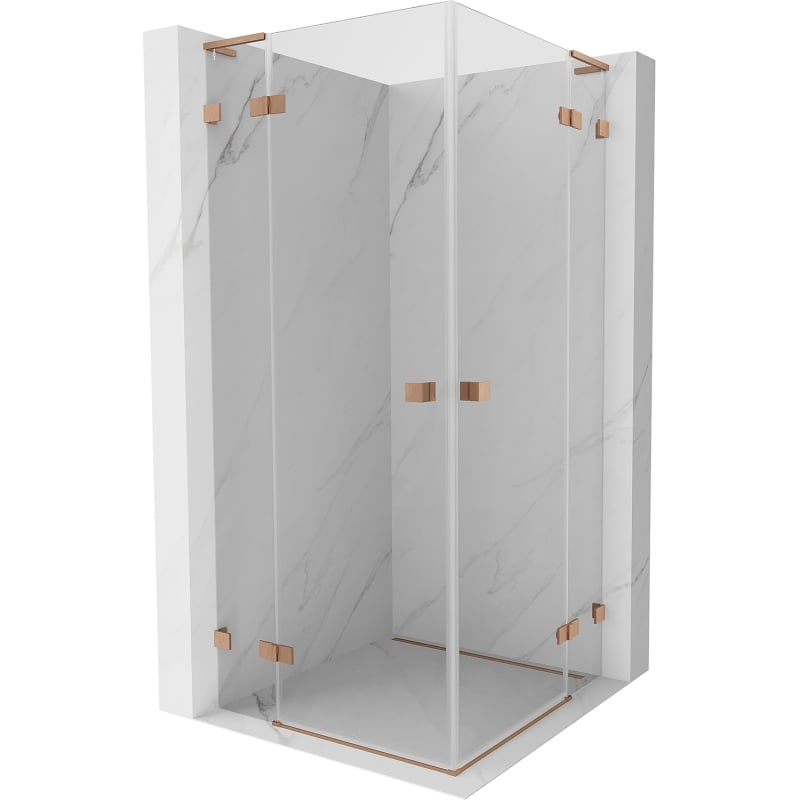 Mexen Lunar L Duo kabina prysznicowa uchylna 70 x 70 cm, transparent, miedź szczotkowana - 834L-070L-070P-65-00