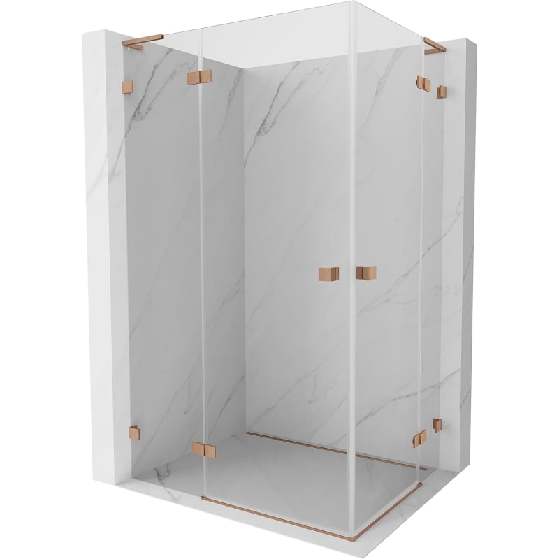 Mexen Lunar L Duo kabina prysznicowa uchylna 80 x 75 cm, transparent, miedź szczotkowana - 834L-080-075P-65-00