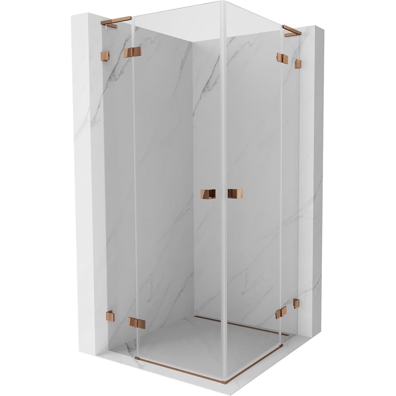 Mexen Lunar L Duo kabina prysznicowa uchylna 85 x 85 cm, transparent, różowe złoto - 834L-085L-085P-60-00