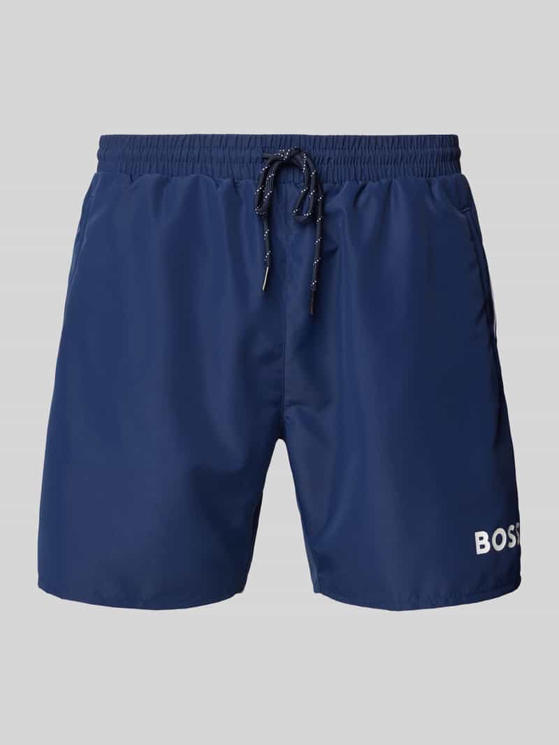 Spodenki kąpielowe o kroju relaxed fit z nadrukiem z logo model ‘STARFISH’