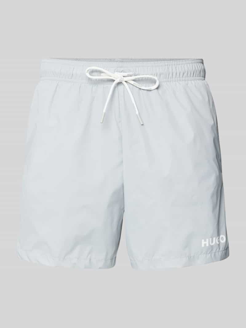 Spodenki kąpielowe o kroju relaxed fit z nadrukiem z logo model ‘HAITI’