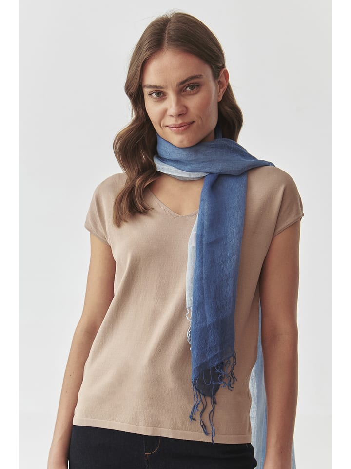 TATUUM Lniany szal w kolorze niebieskim - 185 x 54 cm