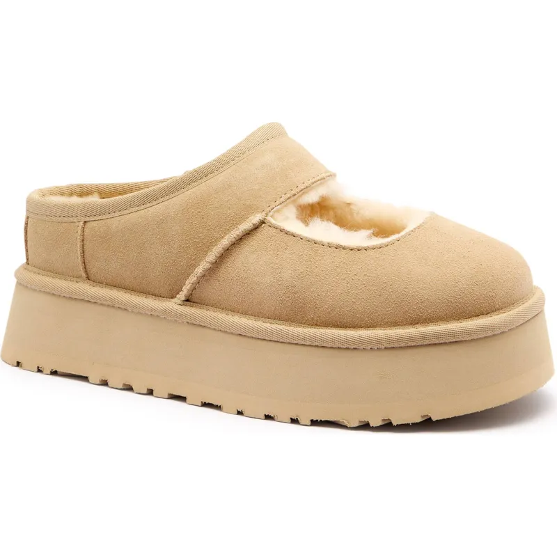 UGG Skórzane obuwie domowe W Bea Mary Jane z dodatkiem wełny