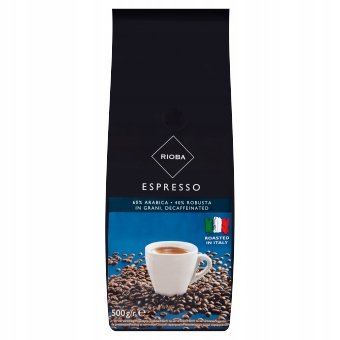 Kawa bezkofeinowa Rioba Espresso ziarnista 500g
