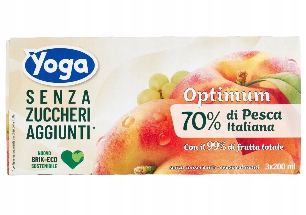 Sok w kartoniku brzoskwinia dla dzieci bez cukru aggiunti 3x200ml - Yoga