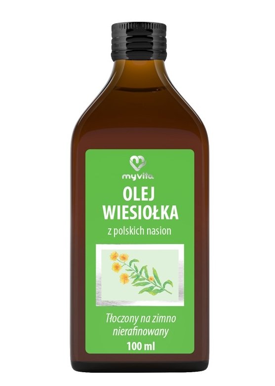 Olej z Wiesiołka Tłoczony na Zimno, Nierafinowany, Myvita, 100ml
