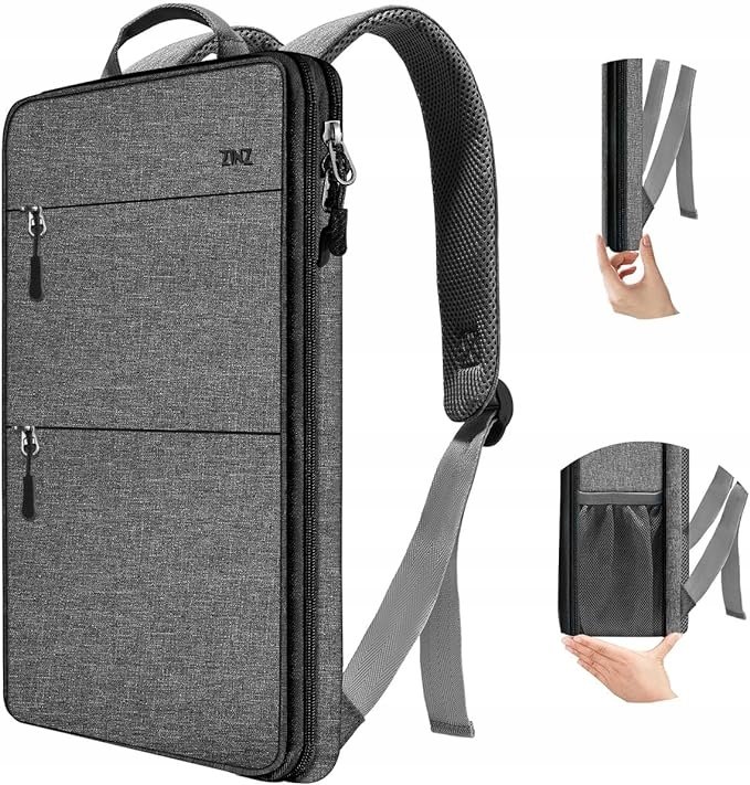 PLECAK TORBA ETUI OCHRONNE LAPTOP 15.6'' PORT USB WODOODPORNY ZINZ SZARY