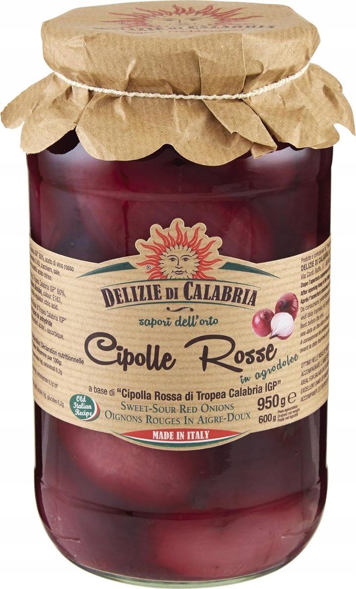Czerwone Cebule w zalewie octowej Cipolle Rosse 530g - Delizie Di Calabria