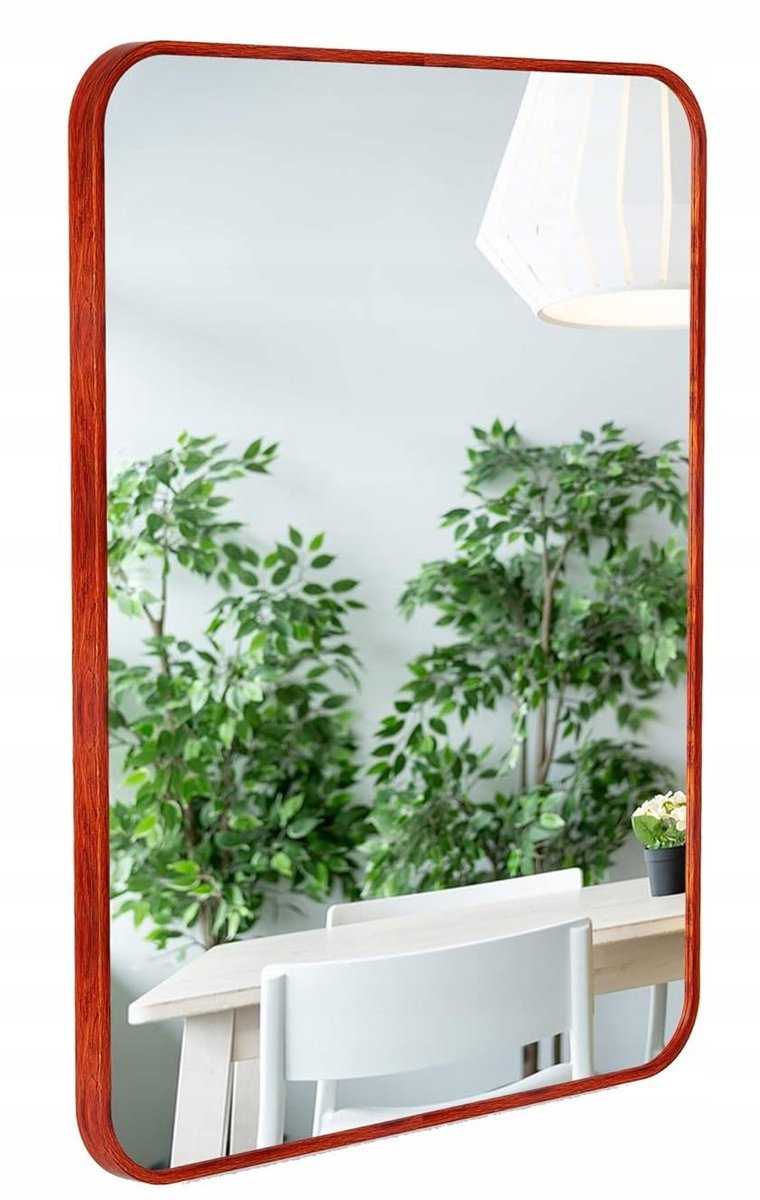 LUSTRO ŚCIENNE PROSTOKĄTNE 60x90cm KLASYCZNE CZERWONA RAMA