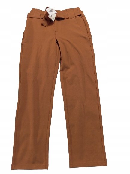 SPODNIE DAMSKIE MATERIAŁOWE PROSTE WYSOKI STAN BELMIRA HEINE r. 38 BRĄZOWY