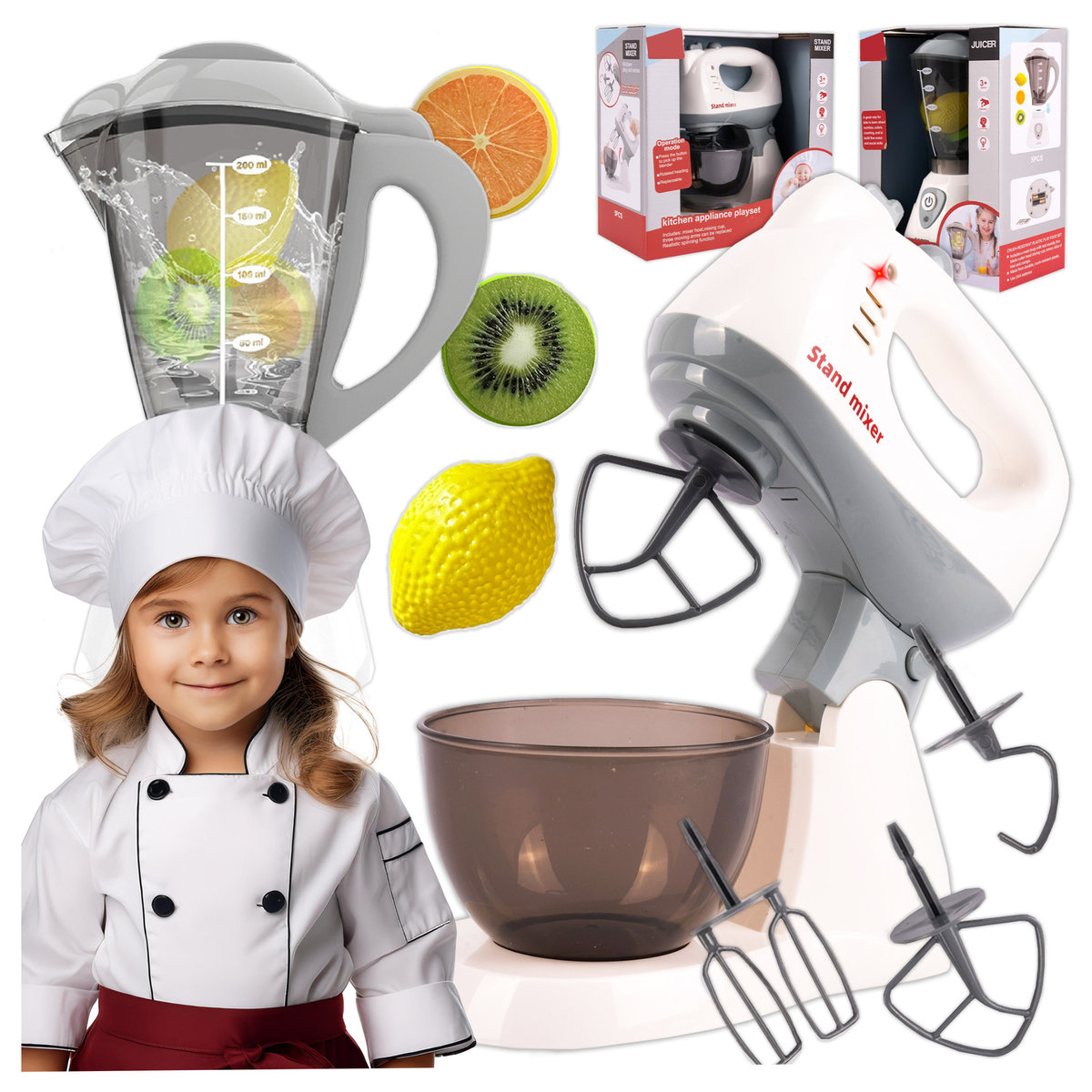 Zestaw AGD Dla Dzieci Mikser Planetarny Zabawka Blender Kielichowy Dźwięki