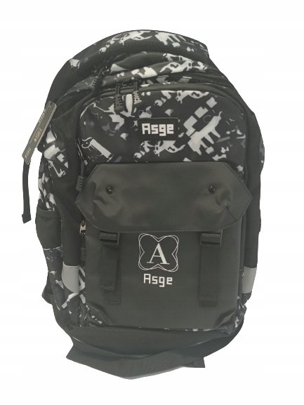 PLECAK SZKOLNY WIELOKOMOROWY ASGE CZARNY WZÓR