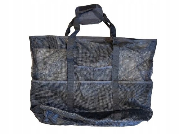 TORBA TOREBKA LICZNE KIESZENIE PLAŻOWA LETNIA CZARNA SIATECZKOWA