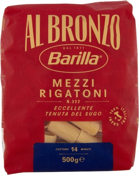 Makaron forma z brązu Rigatoni Bronzo n. 322 500g - Barilla