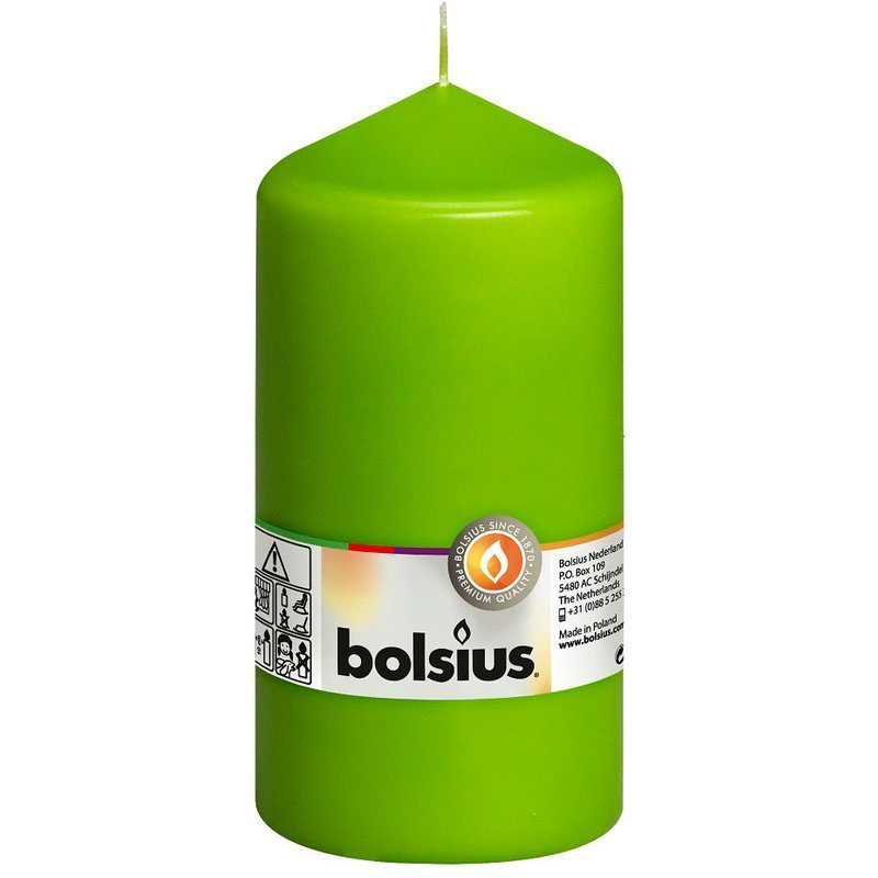 Bolsius świeca bryłowa pieńkowa słupek bezzapachowa 15cm 150/78 mm - Jasny Zielony Lemon