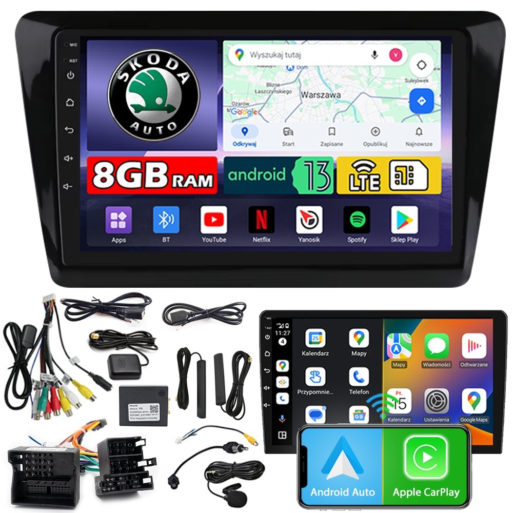 RADIO SAMOCHODOWE NCS ZQ9 SKODA RAPID 2012-2020 ANDROID 8GB LTE