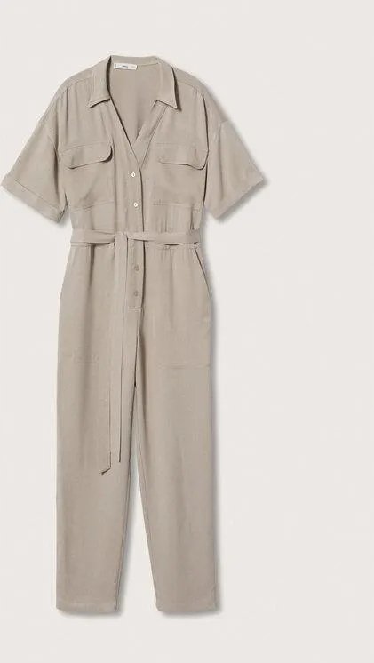 KOMBINEZON DAMSKI DŁUGI NA GUZIKI PASEK REGULAR FIT r. M MNG 7773 SZARY