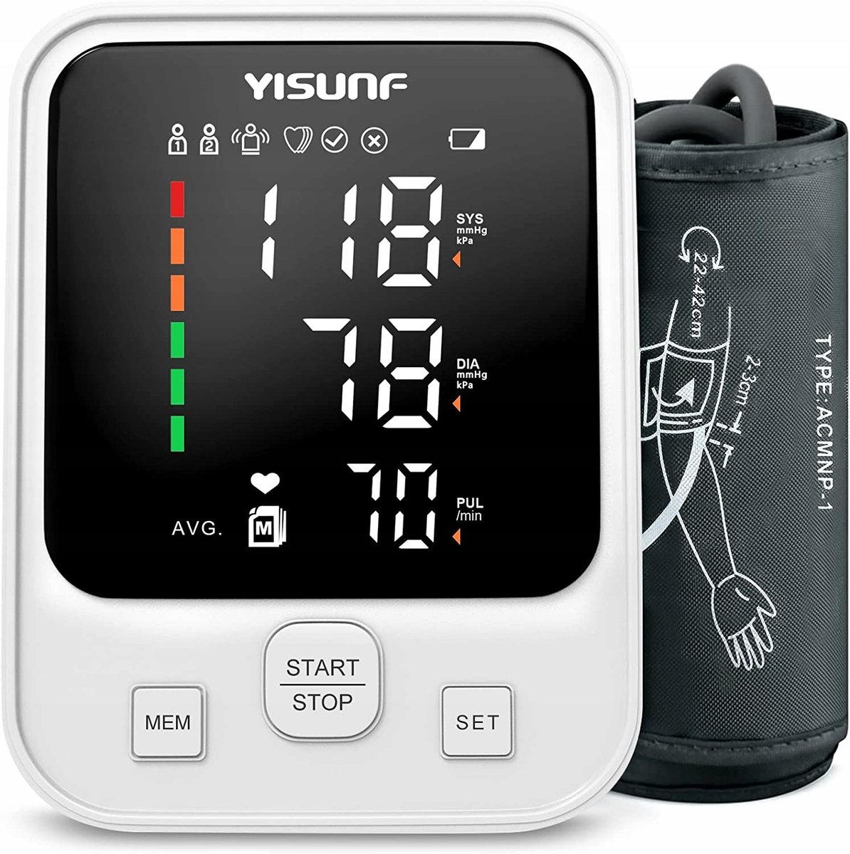 CIŚNIENIOMIERZ NA RAMIĘ CYFROWY LED YISUNF AXD-808