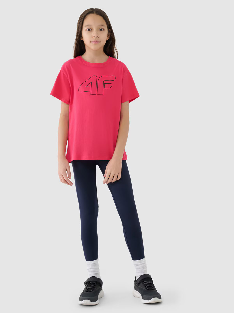 Legginsy dzianinowe bawełniane dziewczęce 4F 4FJWMM00TTIGF178-31S Granatowy