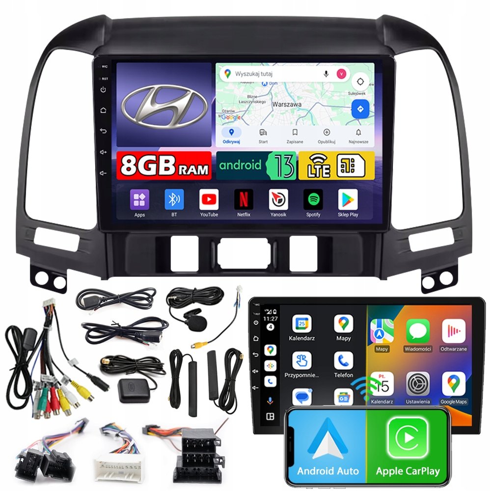 RADIO SAMOCHODOWE NCS ZQ9 HYUNDAI SANTA FE 2006-2012 ANDROID 8GB LTE