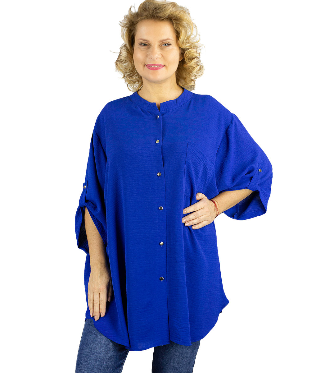 Elegancka koszula bluzka oversize ze stójką ANNA-50/52