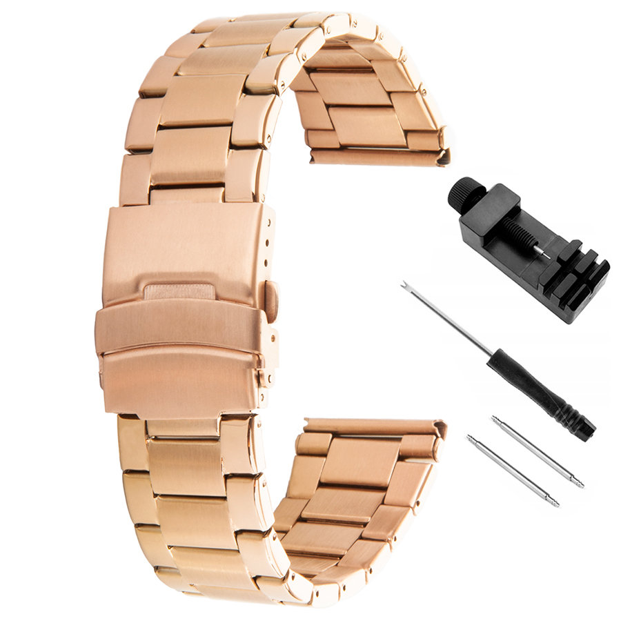 BRANSOLETA DO ZEGARKA SMARTWATCHA UNIWERSALNA 18mm RÓŻOWE ZŁOTO + TELESKOPY