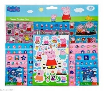 ŚWINKA PEPPA Zestaw naklejek dziecięcych 500szt