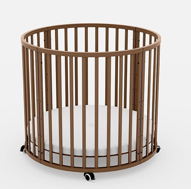 Skrzat ROUNDY łóżeczko okrągłe 90cm z MATERACEM w zestawie - kolor ORZECH
