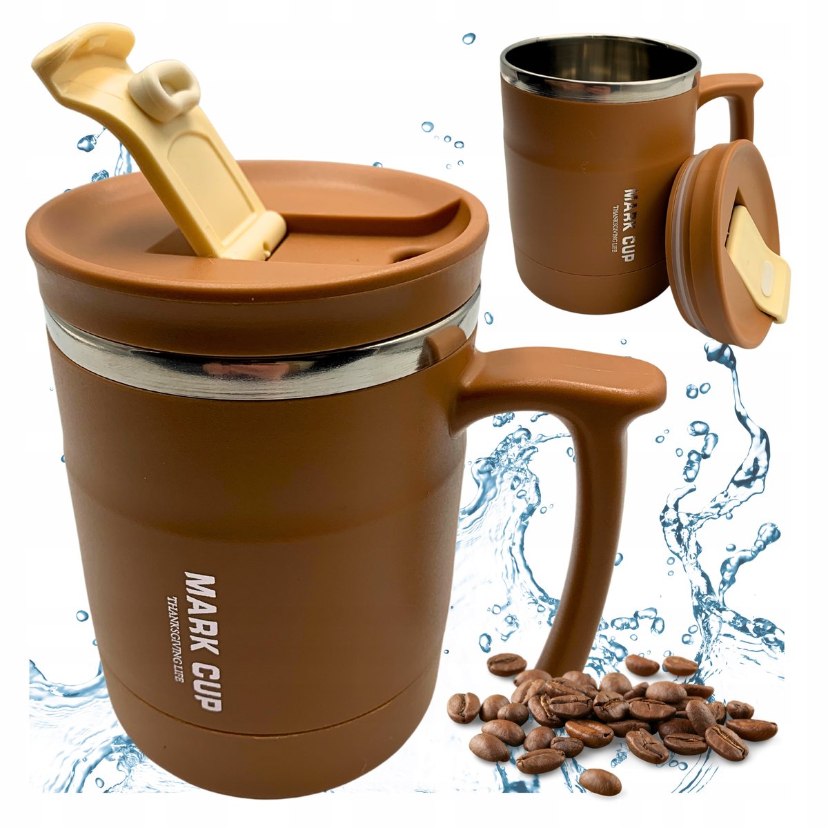 KUBEK TERMICZNY Stalowy TERMOS Do Kawy Herbaty Z Uchwytem Ustnikiem 360ml