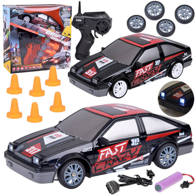 Samochód zdalnie sterowany do driftu AUTO drift pilot RC pachołki