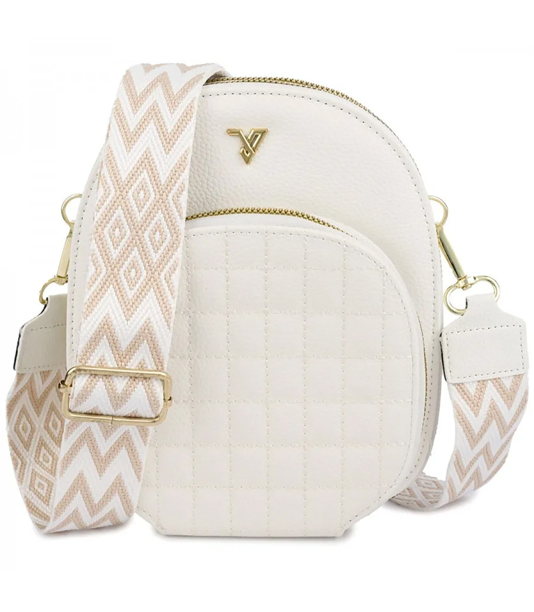 Mała stylowa mini torebka zaokrąglona 3 komory 2 paski