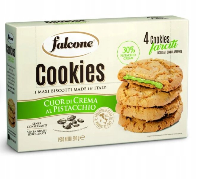 Ciastka kruche duże krem pistacjowy włoskie kruche 200g - Falcone